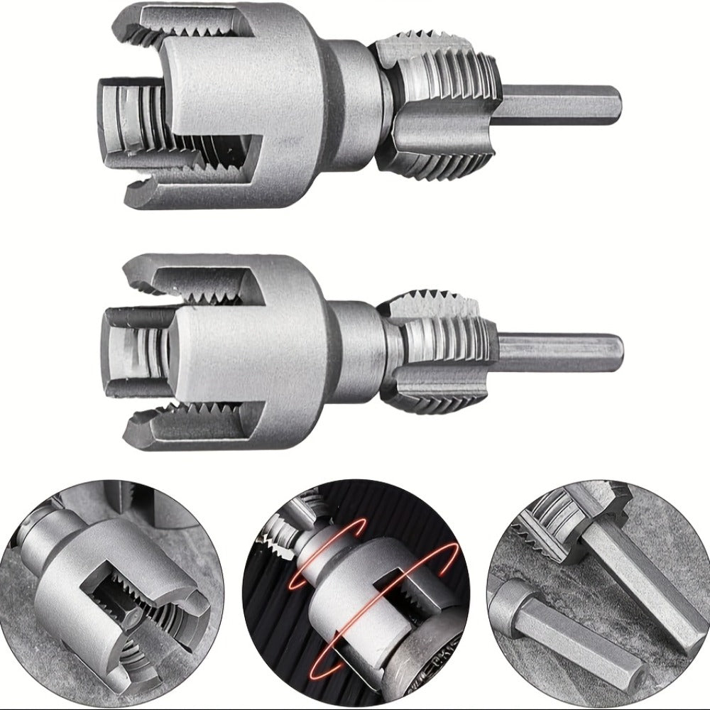 Pipe Thread Cutting Tool – High-Speed Steel Electric Drill Compatible PVC & Steel Pipe Threader, Inside & Outside Threading for 1/2" & 3/4" Pipes, Professional Plumbing & DIY Kit
