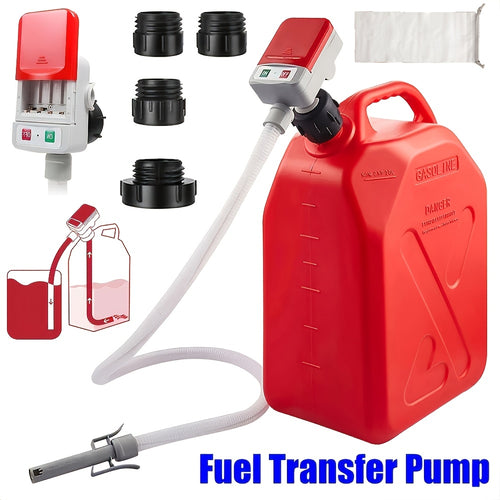 [Portable Gas Can Pump] Automatic Fuel Transfer Pump With Auto-Stop, 51'' Extra Long Hose, 3.2 Gallon Per Min, Battery Or USB Powered, 4 Can Adapters, Fast And Safe Portable Gas Can Pump For Oil, Diesel, Gasoline