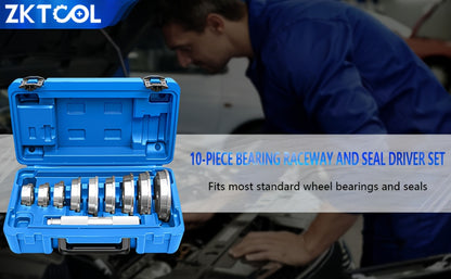 Bearing Press Kit 10-Piece – Bearing Race & Seal Bushing Driver Installation Set with 9 Double-Sided Adapters for Automotive Bearing Installation