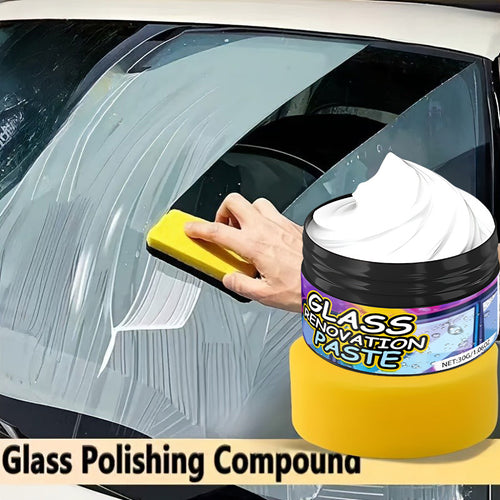 Car Glass Polishing Compound - Suitable for Windshield and Rearview Mirror Renovation, Effectively Removes Fine Scratches to Make the Surface Clearer. Ideal for Repairing Dents on Windows, Beauty Care, Brightening Polish, Forms a Protective Coating.