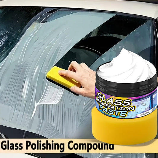 Car Glass Polishing Compound - Suitable for Windshield and Rearview Mirror Renovation, Effectively Removes Fine Scratches to Make the Surface Clearer. Ideal for Repairing Dents on Windows, Beauty Care, Brightening Polish, Forms a Protective Coating.