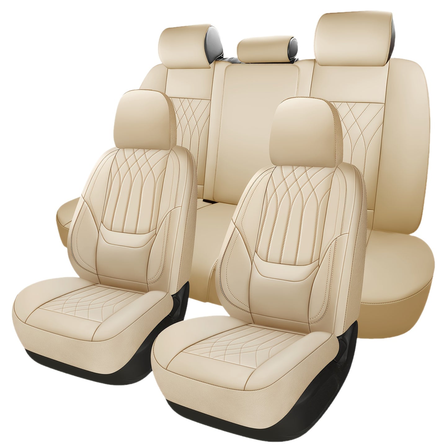 Full Coverage Pu Leather Car Seat Covers Full Set,Waterproof Seat Covers for Cars,SUVs Pick-up Truck, Car Seat Cushion,Car Seat Protector, Seat Cover with 5 Seats / 2 Seats