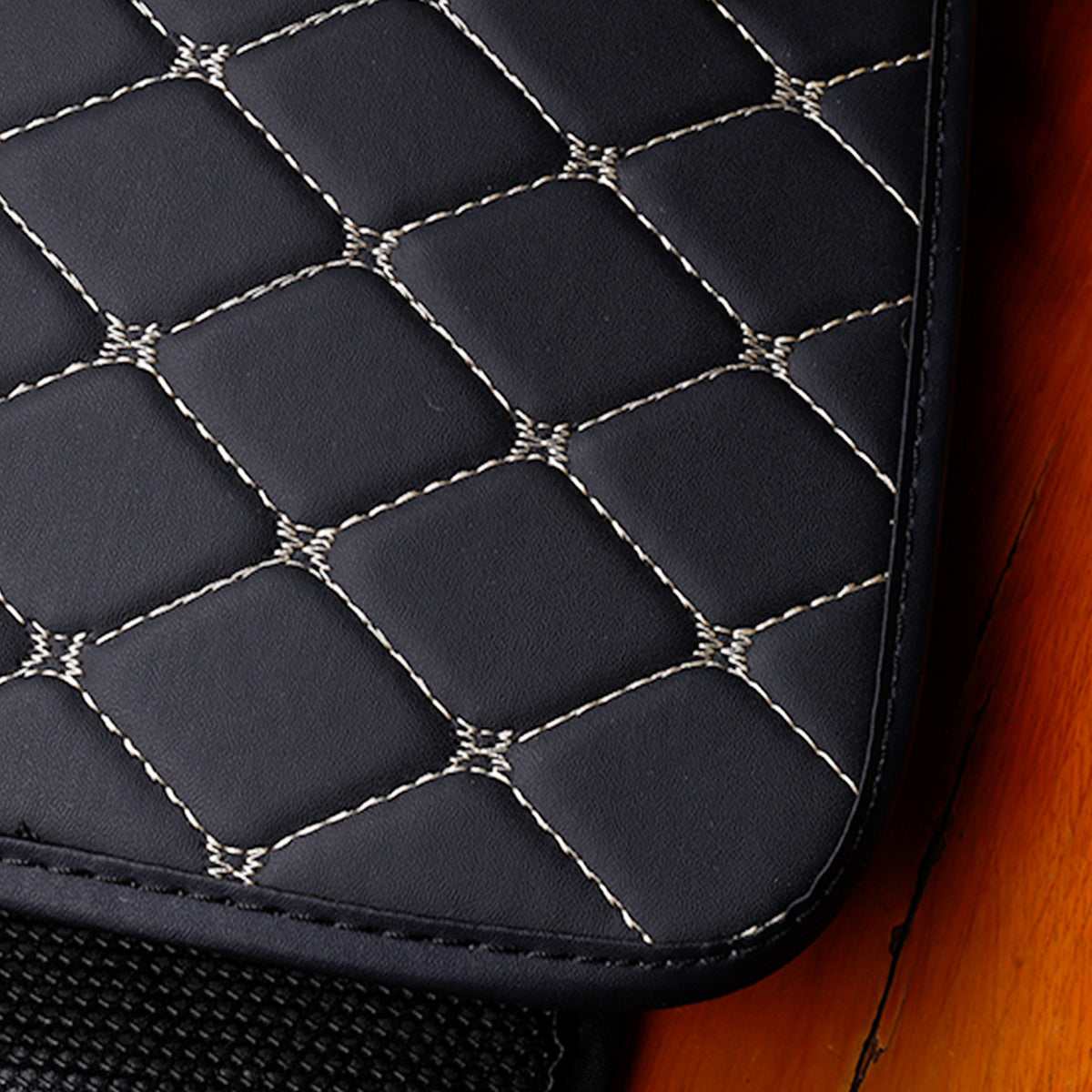 Universal PU Leather Car Floor Mats 4Pcs Set, Non-Slip Backing Waterproof Auto Floor Liners For Cars, SUV, Sedan, Truck, Van, Black