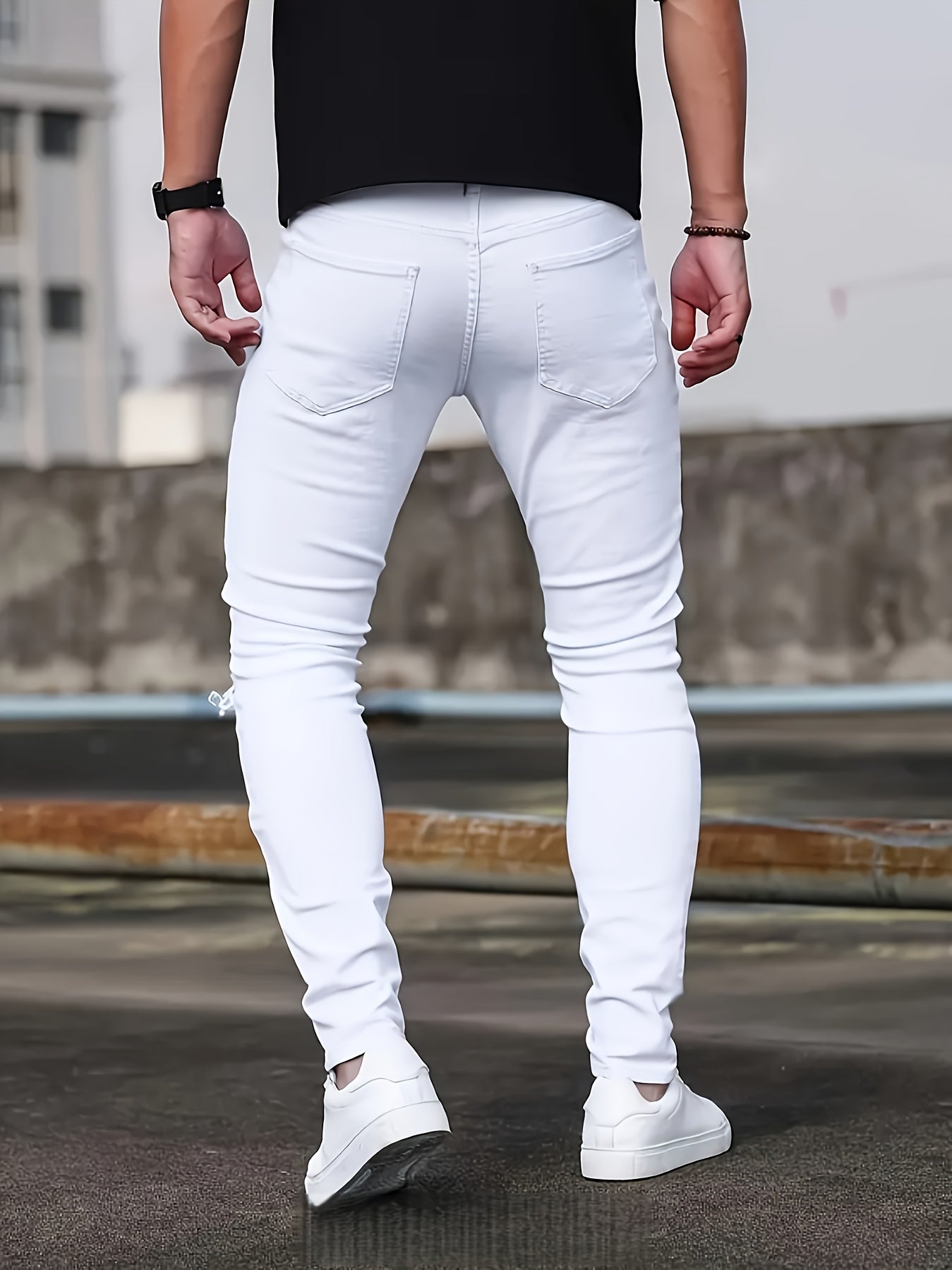 Men's Skinny Jeans - Classic Wash Patchwork