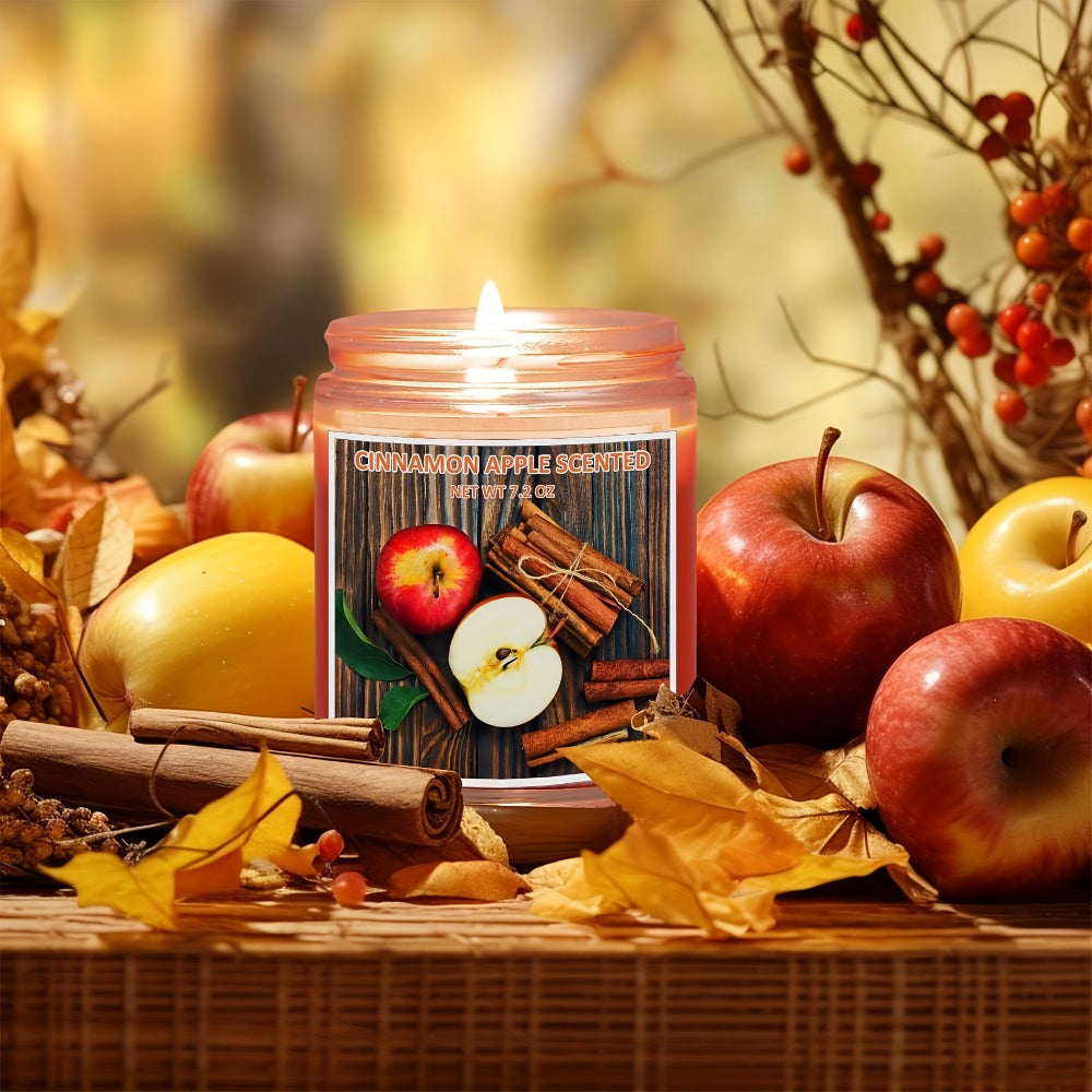 Scented Candle Soy Wax – Pumpkin & Apple Cinnamon Fall Autumn Jar Candle, 7.2oz 50+ Hour Burn, Cozy Home Fragrance Gift for Women & Men, Friends, Family & Coworkers, Christmas & Valentine's Day