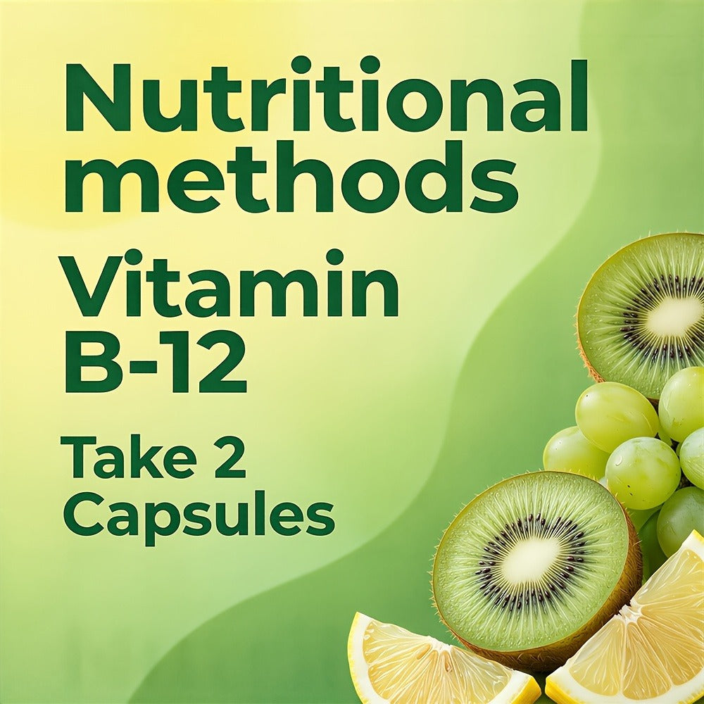 Vitamin B12 500mcg Capsules 120 Count for Women Men – Supports Energy Nervous System Cardiovascular Health Nutrient Absorption Daily Vitality Premium Formula Dietary Supplement