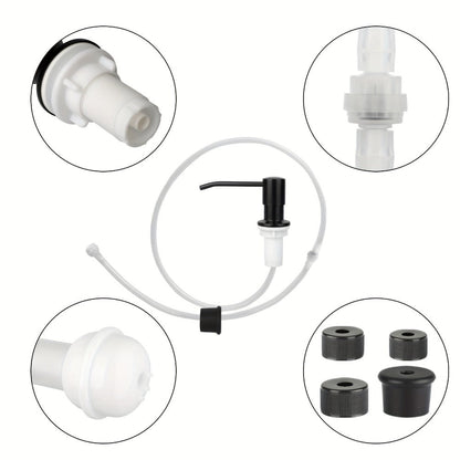Sink Soap Dispenser Stainless Steel Built-In with 47" Extension Tube Kit – 360° Rotating Pump, No Refill Bending, Deck Mounted for Kitchen Bathroom Laundry & RV Sinks, Easy Press Hand Pump