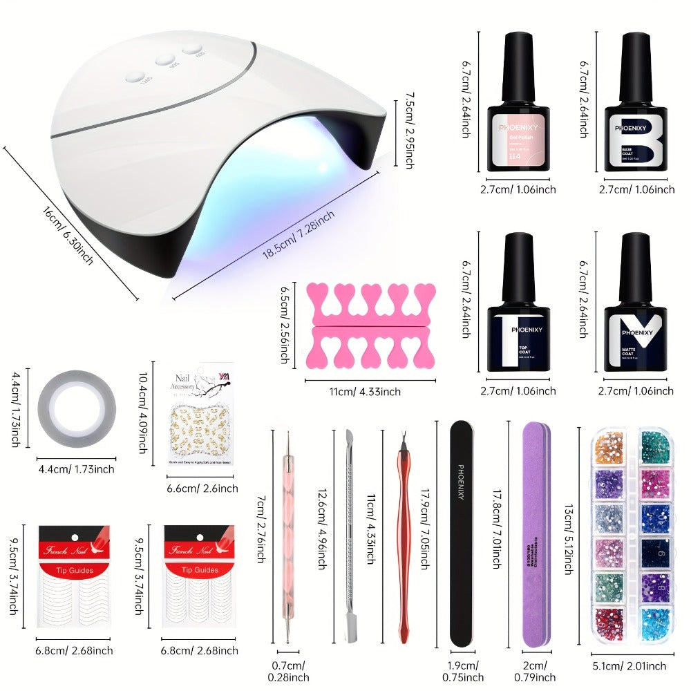 Gel Nail Polish Kit 36 Pieces with 36W UV LED Nail Lamp — Pink Red Purple Black Brown Blue Gel Polish Colors & Complete Manicure Tools Set for Home Salon Nail Art Women