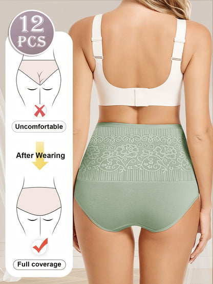 Women’s 12-Pack High-Waist Shapewear Briefs - Tummy Control Support