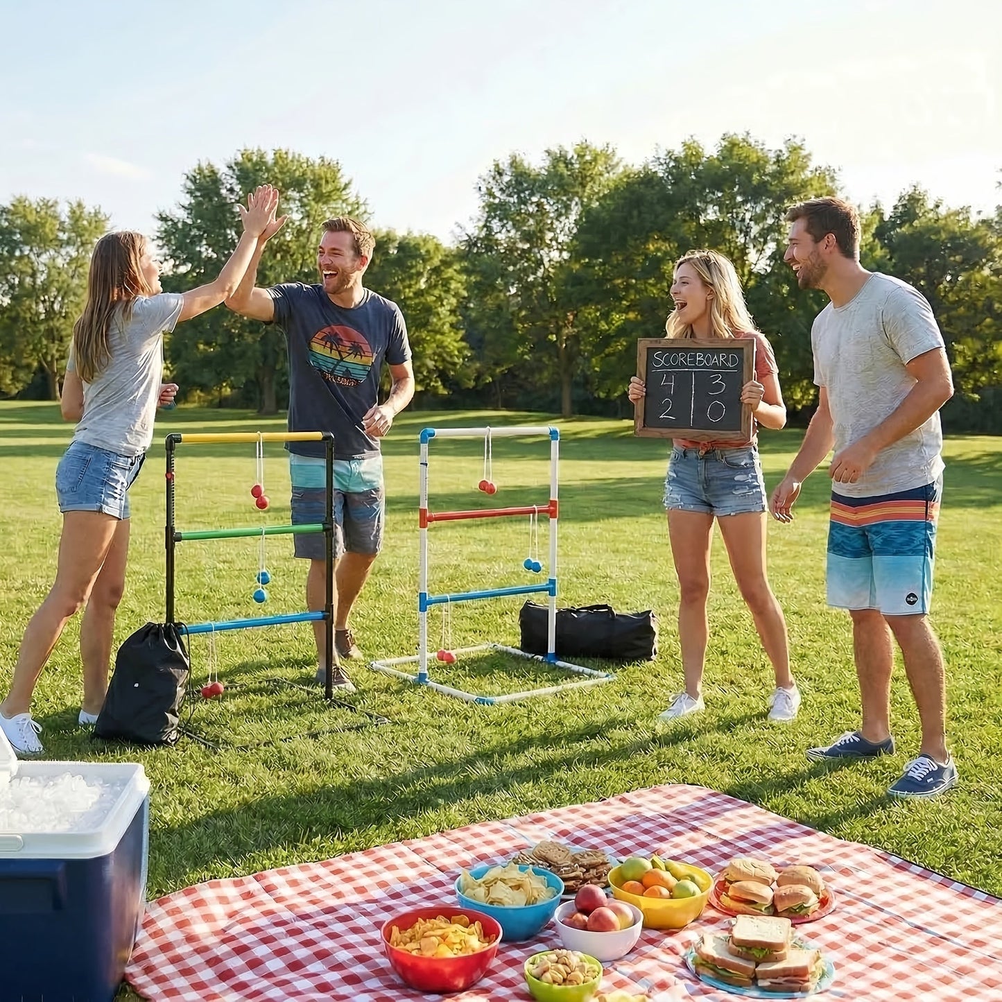 Ladder Toss Game Set – 6 Bola Ladderball Outdoor Lawn Game with Storage Bag & Score Trackers for Beach Tailgate Backyard