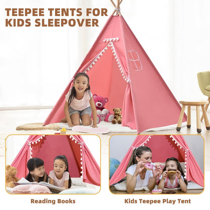 Kids Teepee Tent Indoor Outdoor Play Tent – Nordic Conical Princess Playhouse, Washable Kids Play Tent for Toddlers & Children | White, Blue, Pink, Star | Birthday Christmas Gift
