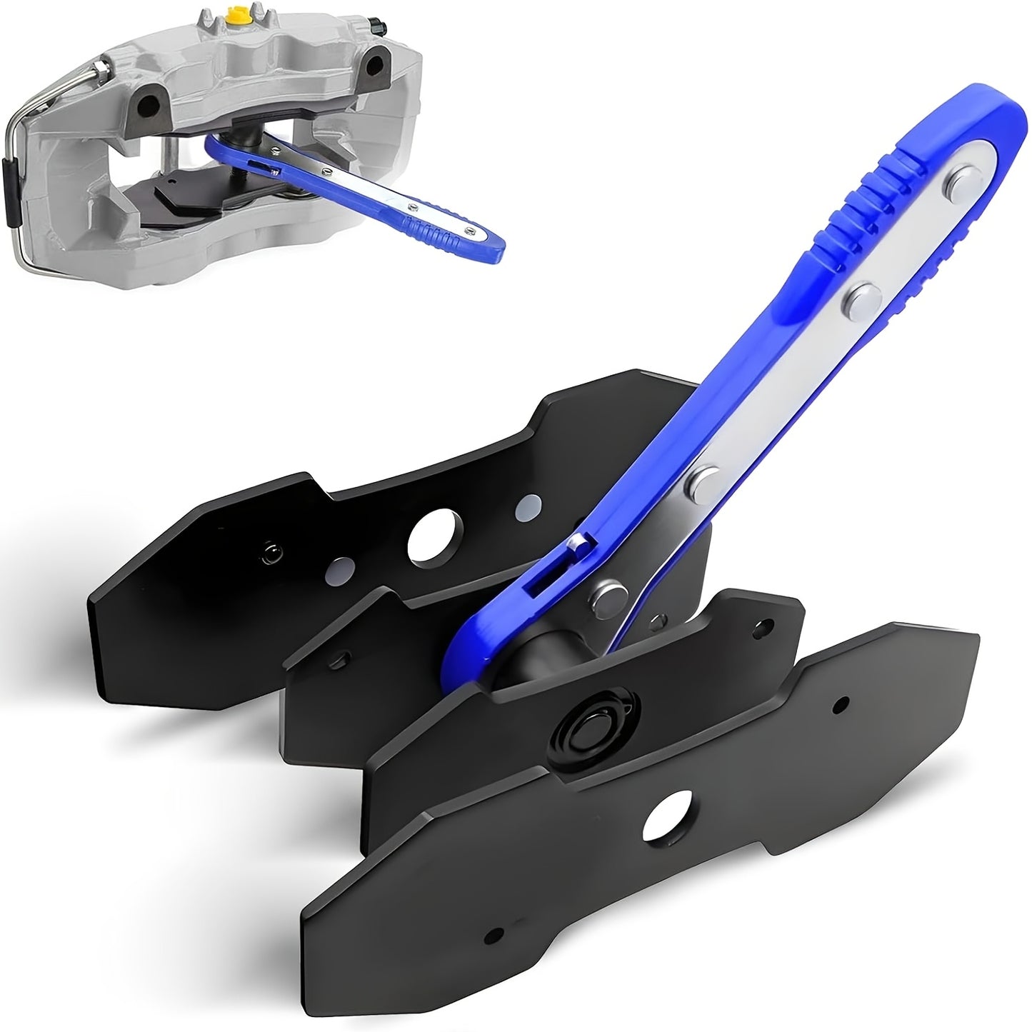 Brake Caliper Compression Tool Set, Automotive Quad Disc Pistion Ratchet Ratcheting Press Tool, Car Brake Pads Retractor Compressor with 4pcs Spreader Plates for Brake Pump Adjustment