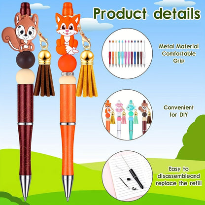 Beadable Pens Bulk 40/60pcs, DIY Bead Ballpoint Pens with Black Ink Shaft, Assorted Random Colors for DIY Crafts, School Office Teachers Bridal Shower Graduation Gifts