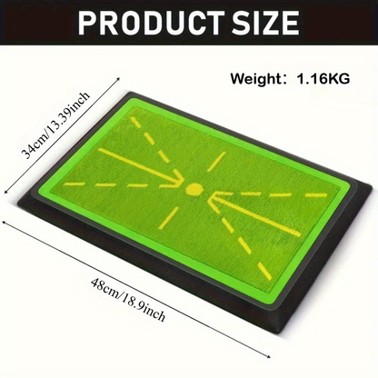 Golf Swing Training Mat with Ball Impact Path Feedback – Anti-Slip PP Base, Color-Change Swing Indicator, SBR Shock Absorption for Indoor & Outdoor Practice