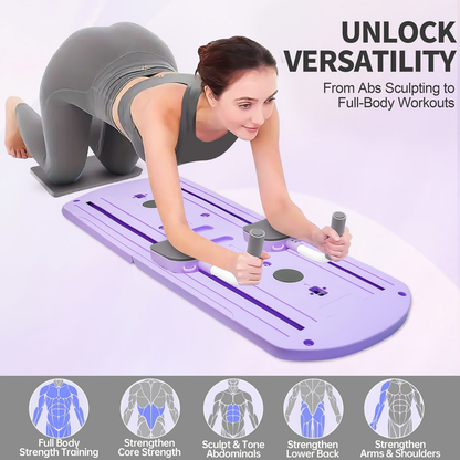 Foldable Pilates Board 8-in-1 with Resistance Bands – Anti-Slip Yoga Push-Up Board for Core Strength, Balance, Fat Burning & Full Body Home Gym Training