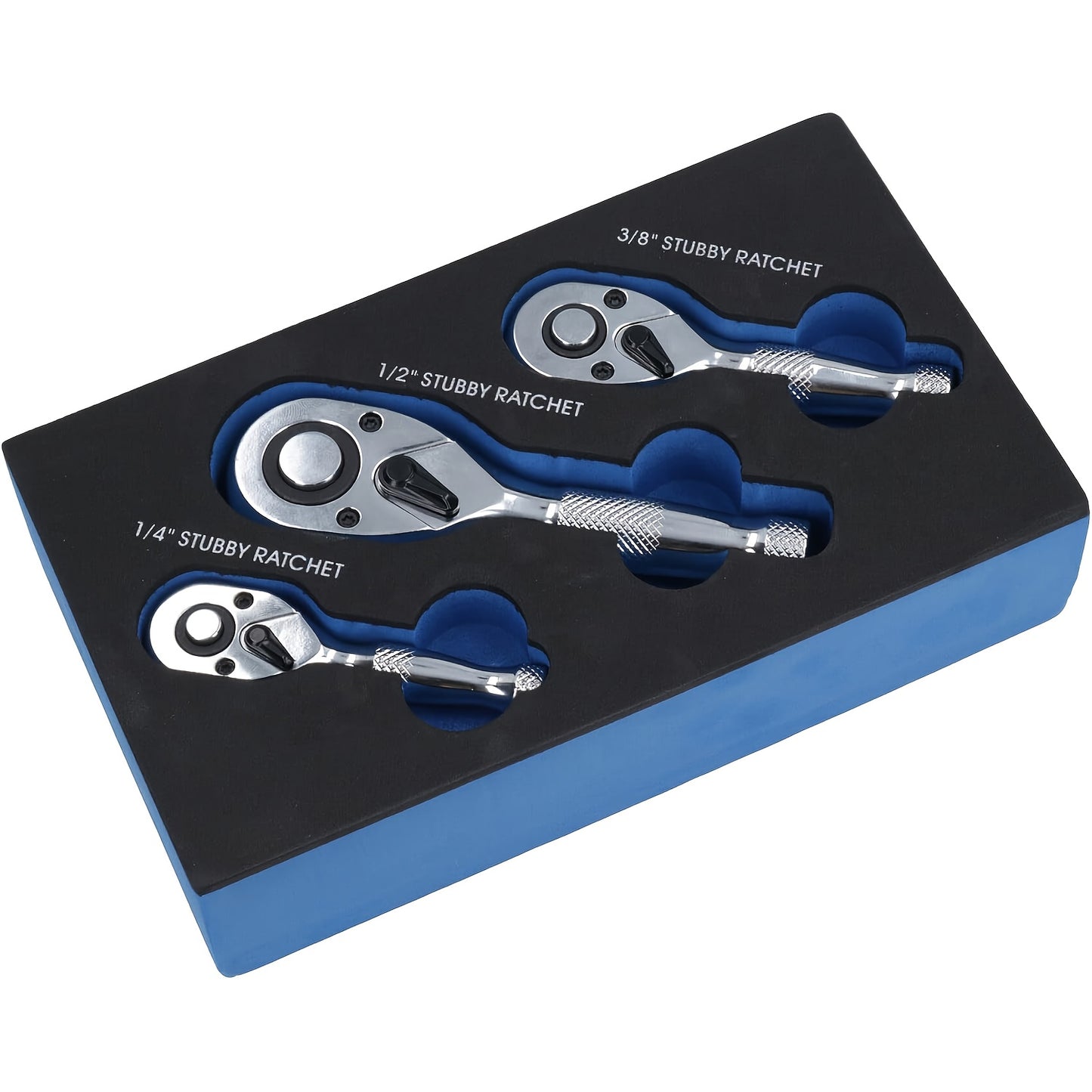 3pcs/6pcs Traction Head Ratchet Kit, 1/4", 3/8", 1/2" Drive, Extended Head Ratchet With Wrench, 72 Teeth, 180° Adjustable, Quick Release, Bendable Ratchet Handle, With EVA Sponge Tool Set