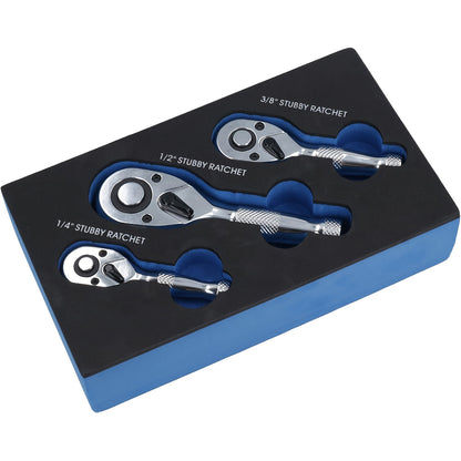 3pcs/6pcs Traction Head Ratchet Kit, 1/4", 3/8", 1/2" Drive, Extended Head Ratchet With Wrench, 72 Teeth, 180° Adjustable, Quick Release, Bendable Ratchet Handle, With EVA Sponge Tool Set