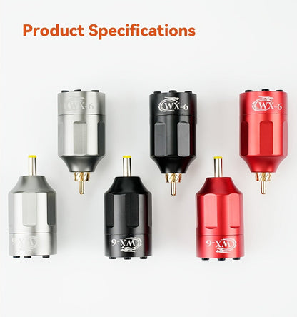 Wireless Tattoo Power Supply Portable Rechargeable Battery LED Digital Display RCA DC Connector Coreless Motor for Rotary Tattoo Pen Machine - Red Silver Black