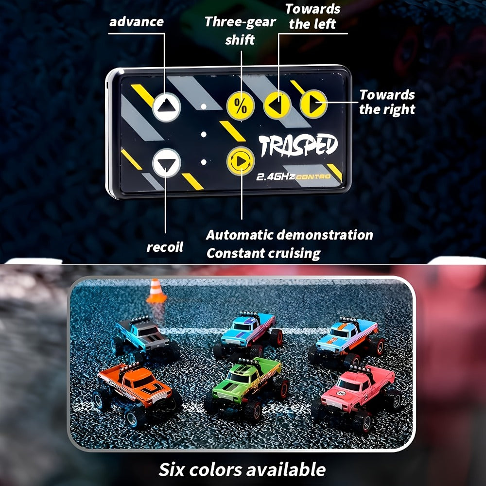 Mini RC Car 1/64 Scale High-Speed Off-Road Monster Truck – 2.4GHz Alloy Die-Cast Remote Control Car with Shock Absorber, All-Terrain Climbing RC Toy Gift for Kids Adults Boys