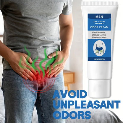 Men's Intimate Deodorant Odor Control Cream 1.76oz 50g — Long-Lasting Gentle Formula Safe for Private Parts Delicate Areas Groin Body Odor Eliminator Daily Grooming