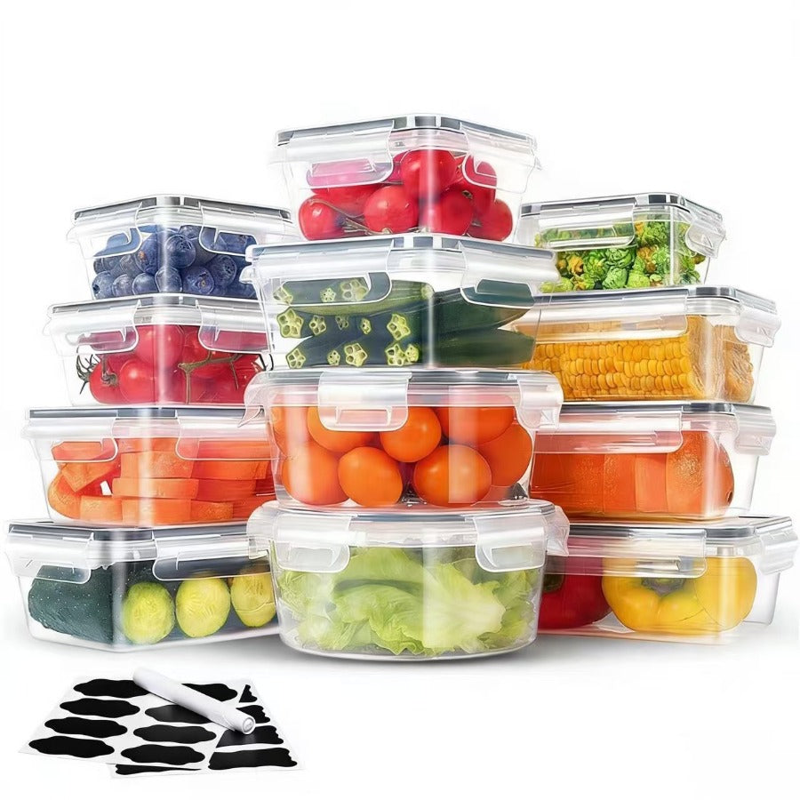 Sealed Food Storage Containers with Lids - Microwave Safe Outdoor Picnic Lunch Box Set for Salads, Fruits, Vegetables & Sandwiches, Durable Leak-Proof Meal Prep Containers, Available in 24/40/48pc Sets