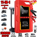 10000A-18000A High-current Car Starter with Air Compressor, 366PSI Inflator, for 12V (ALL Gas/ALL Diesel). Smart Cables, Protections, Fast USB, LED Light, Storage Bag. Hurricane Emergency Lighting, Auto Tool.Nice Gift