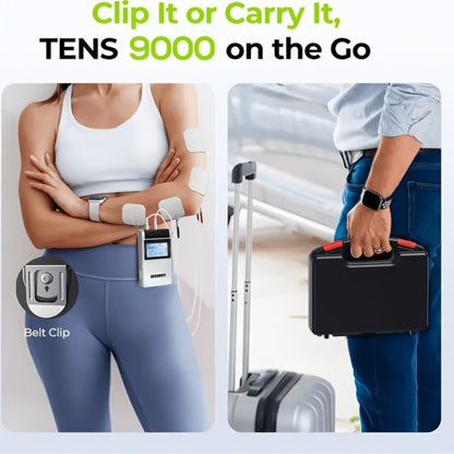 TENS EMS Unit Rechargeable Pain Relief Device, 20 Intensity Levels 48 Modes Electric Muscle Stimulator for Back Neck Shoulder Knee Wrist Pain, 8 Electrode Pads & Carry Case Included