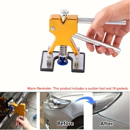 Paintless Dent Repair Kit - Professional  Body Dent Puller with 18 Tabs, Mats (Minor Dent Removal Tool for Doors/Hoods | Non-Paint Damage Fix) - Auto Body Repair Essential