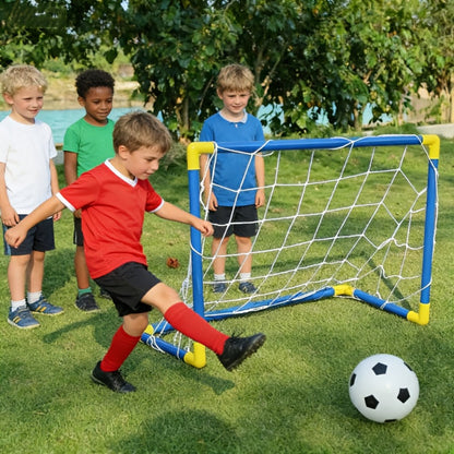 Kids Soccer Goal Set 2 Balls 2 Goals Portable Easy-Assemble Youth Soccer Football Set Indoor Outdoor Backyard Family Game Birthday Christmas Gift Boys Girls Ages 3+