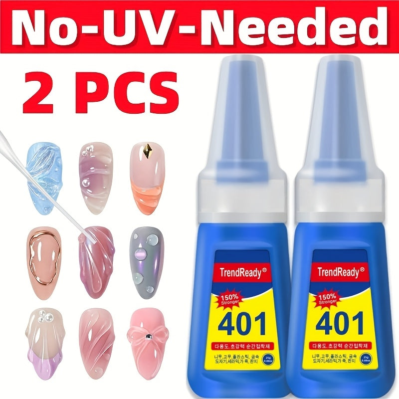 Nail Glue 2 Pack 25g Each Super Strong Waterproof Extra Hold — Fast Drying No Lamp Needed Long Lasting Press On Nail Adhesive for Fake Nails Acrylic Tips Nail Art, Home & Salon Use for Women