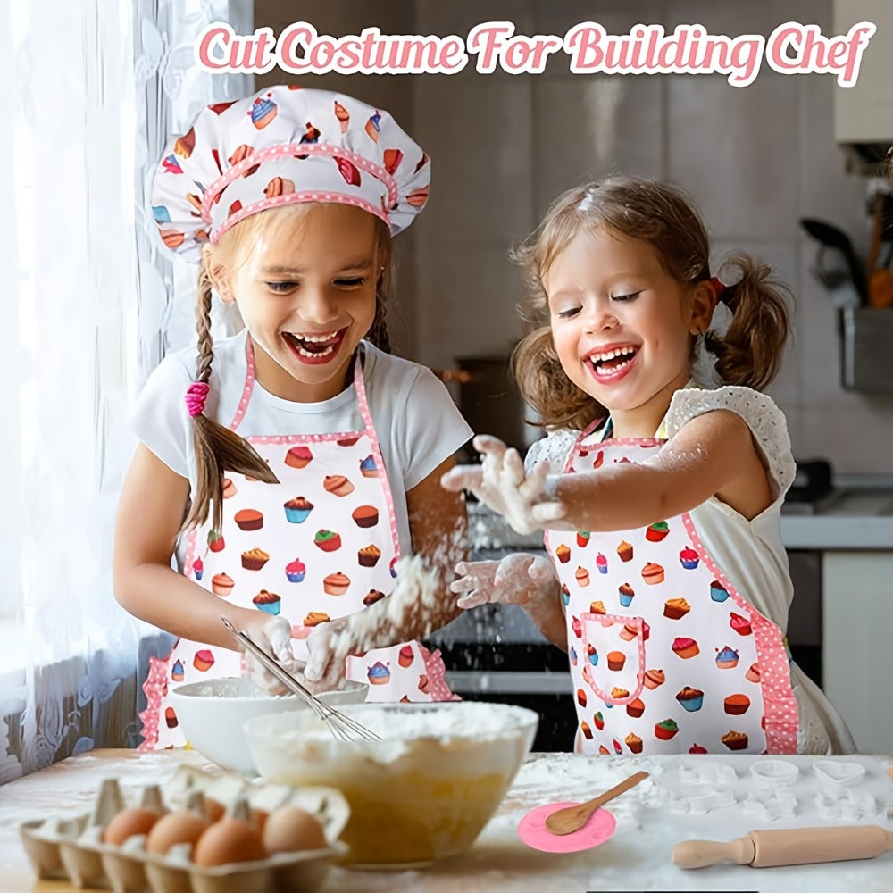 Kids Cooking & Baking Set 24 PCS – Chef Hat & Apron Dress-Up Costume with Baking Accessories for Girls Boys Ages 3-10 | Pretend Play Kitchen Toy | Best Birthday Christmas Gift