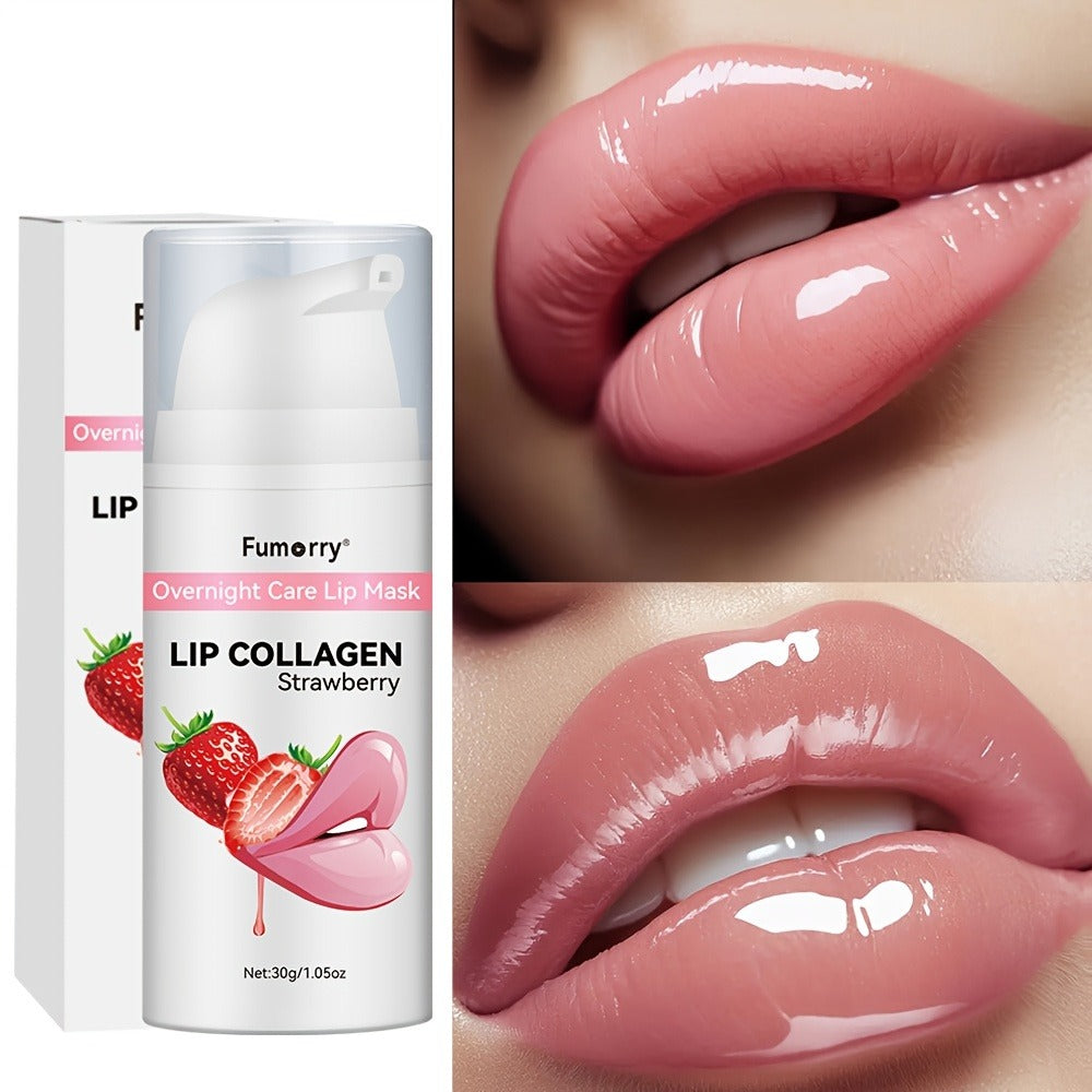 Collagen Lip Mask Overnight Plumping 30g — Moisturizing Repair Treatment for Dry Cracked Chapped Lips Night Care Revitalizing Softens Protects Firms Lip Skin Women 1.05oz