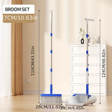 Blue and white dustpan and broom set
