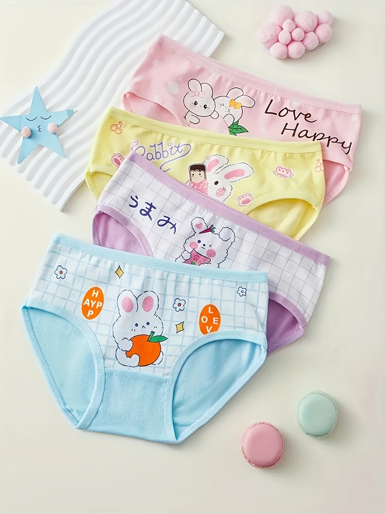 Girls' Cotton Briefs - Assorted Cute Cartoon Prints