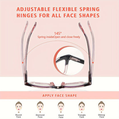 Blue Light Blocking Reading Glasses 3 Pack - Anti Blue Light Computer Readers for Women and Men, Square Spring Hinge Frames with Eyeglass Cloths and Bags, Multiple Magnifications