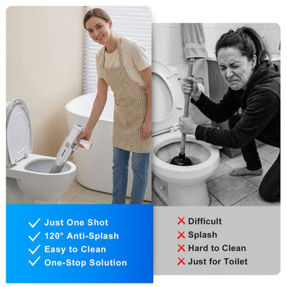 Electric Toilet Plunger 8V Cordless – High-Pressure Pneumatic Toilet Unclogger with Real-Time Pressure Display, Power Drain Opener for Clogged Toilets, Sinks & Floor Drains, Mess-Free & Reusable