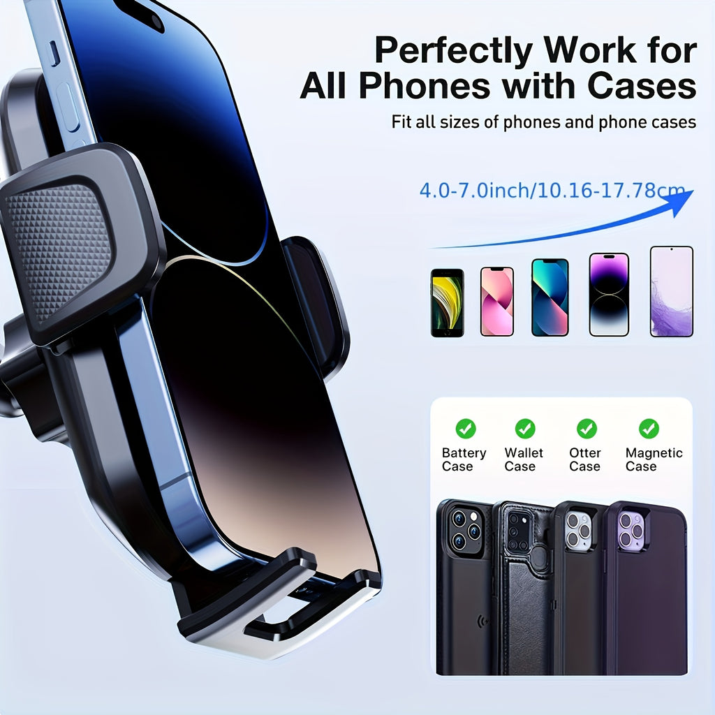 3-in-1 Car Phone Holder for Air Vent & Dashboard - Adjustable Hands-Free Mount for iPhone Samsung Google Pixel & 4"-7.2" Phones, Sturdy Suction Cup with Ergonomic Grip, Black - Perfect Car Accessory Gift, Modern Design | Textured Grip Surface, Cell Phone