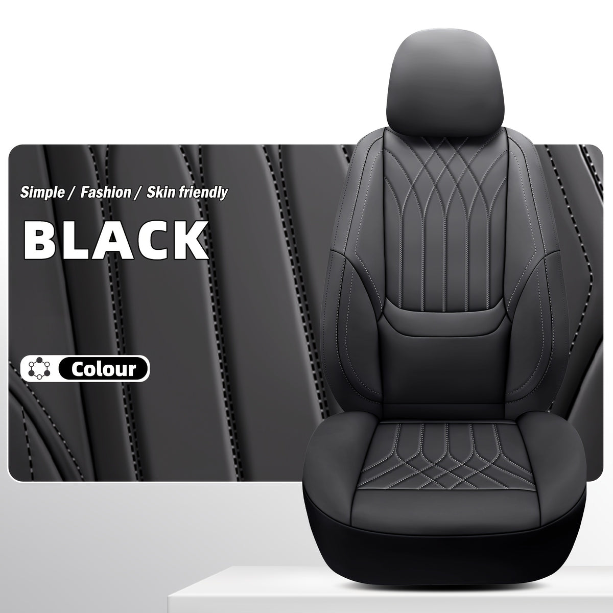 Full Coverage Pu Leather Car Seat Covers Full Set,Waterproof Seat Covers for Cars,SUVs Pick-up Truck, Car Seat Cushion,Car Seat Protector, Seat Cover with 5 Seats / 2 Seats