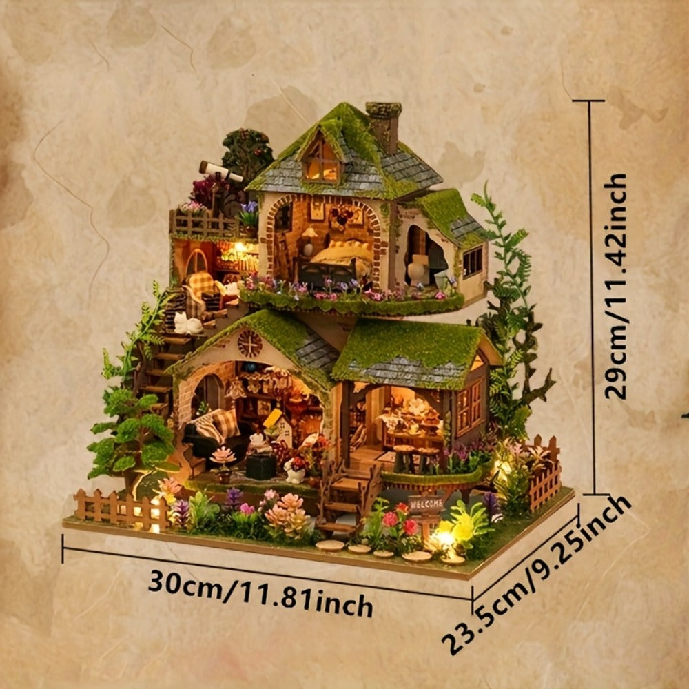 DIY Wooden Forest Hut Model Kit Handcrafted Miniature Cabin Assembly Set for Adults Teens – No Glue Laser-Cut Wood 3D Puzzle Creative Home Decor Gift for Birthday Christmas Valentine's Day