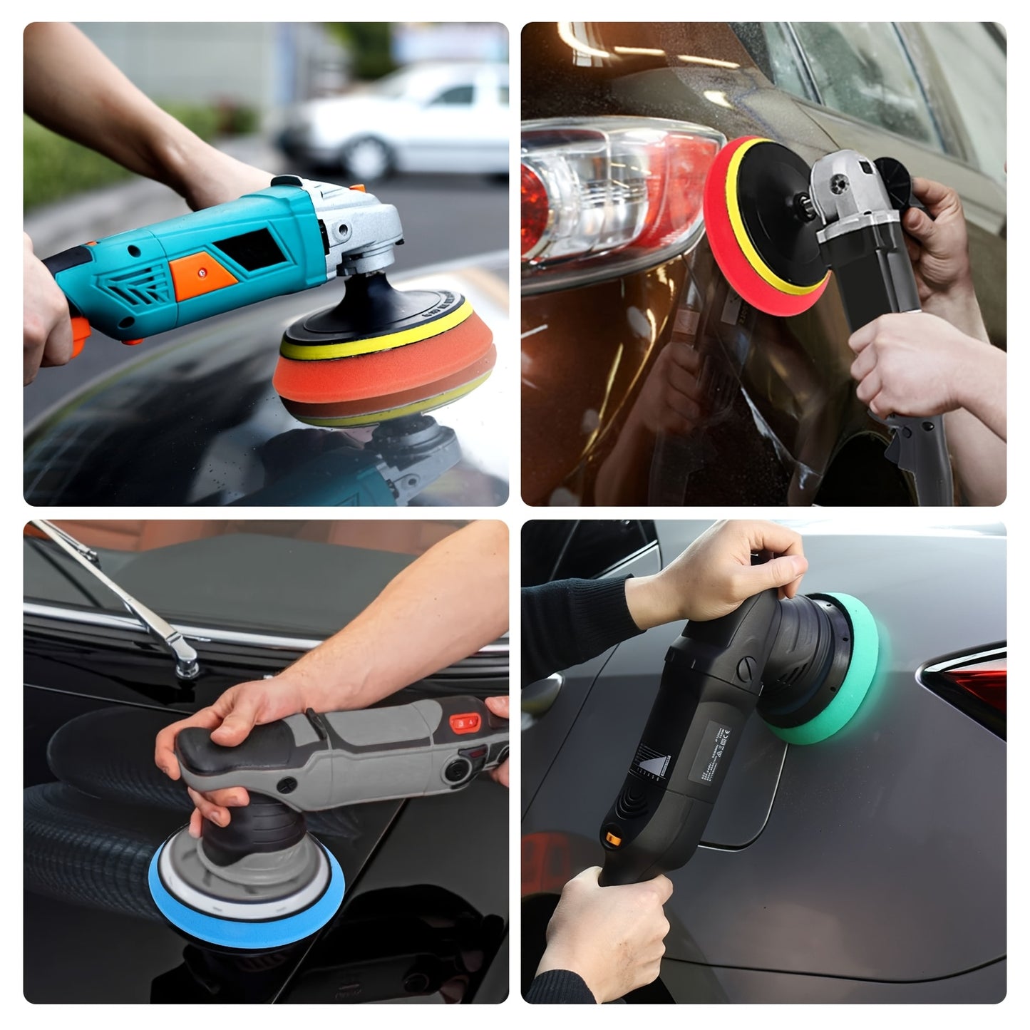 Sponge Rubber Polishing Disc Set, 5pcs 6-Inch Beveled Edge Foam Buffing Pads, Fine Grit Wheel Tools For Automotive Detailing, Car Shine Enhancement And Sanding