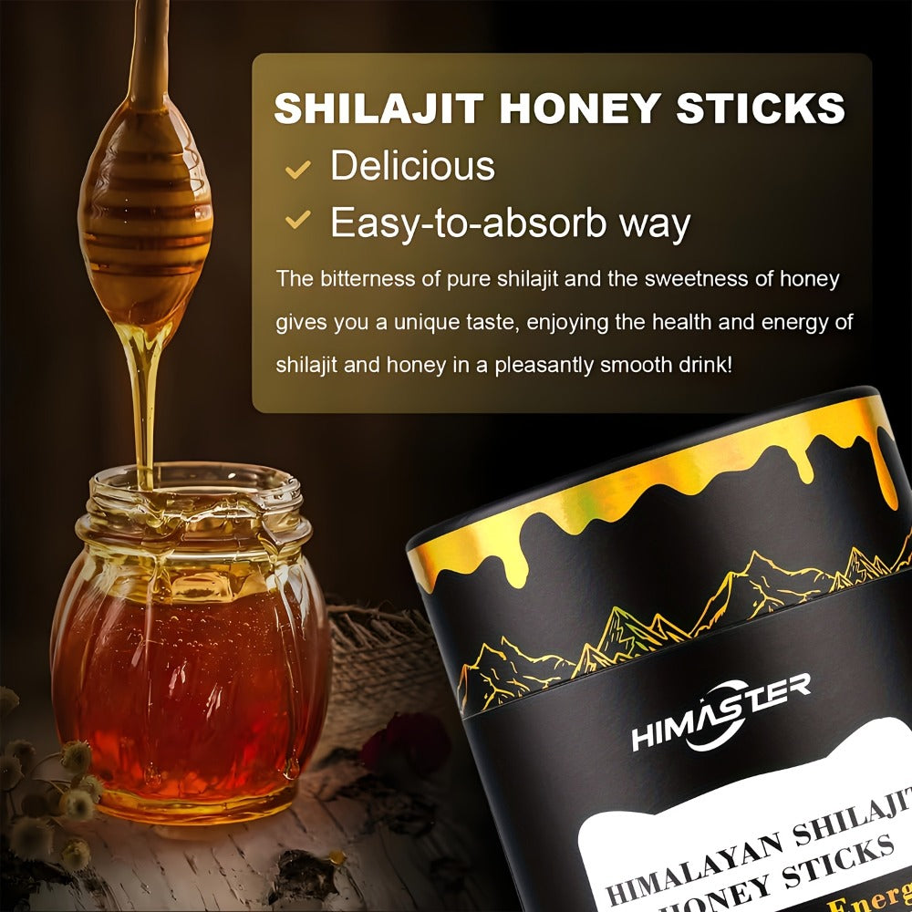 Shilajit Honey Sticks with Saffron, 85+ Trace Minerals & 75% Fulvic Acid – Natural Energy, Focus & Vitality Supplement for Women & Men, 30 Individually Wrapped Sticks