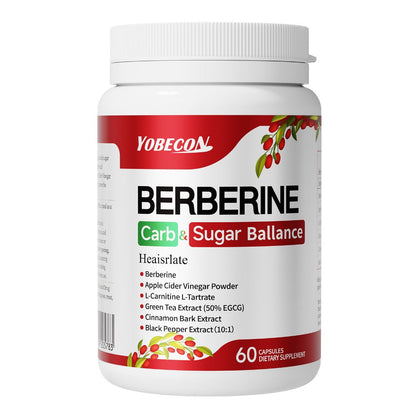 Berberine Supplement Capsules with Apple Cider Vinegar, Cinnamon & Green Tea Extract – Supports Blood Sugar Balance, Healthy Body Shape & Digestion – 60 Capsules, 1 or 2 Bottles, All Ages