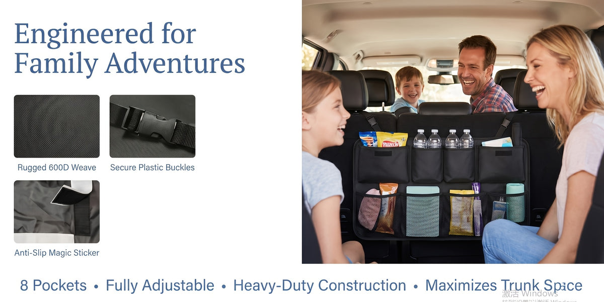 Car Trunk Organizer, Backseat Hanging Organizer with 8 Large Storage Bag Super Capacity -Trunk Organizer for SUV, Truck, Van -Your Space Saving Expert Car Accessories for Womenpurse Holder for Car