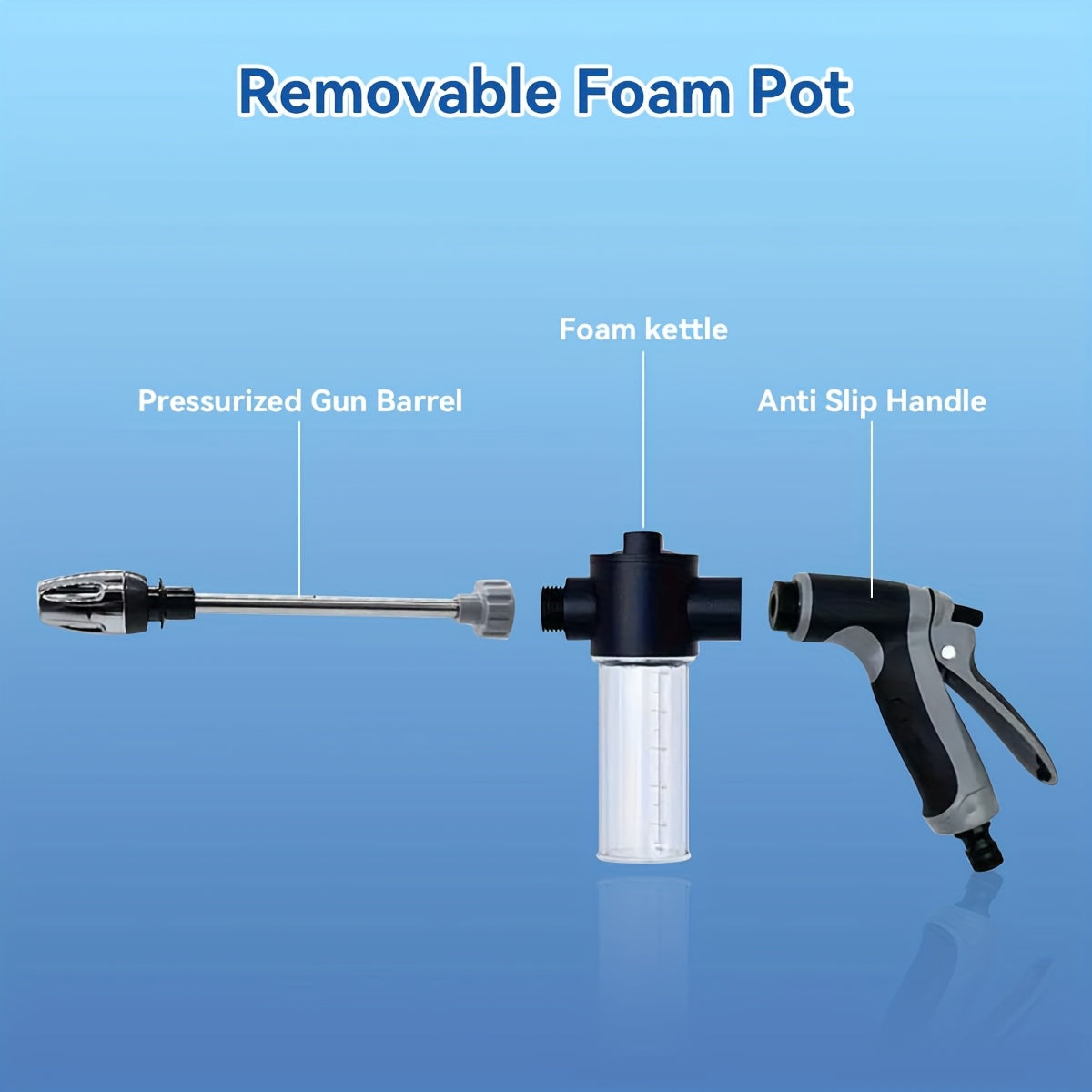 High Pressure Foam Spray Car Washing Water Gun With Foam Bottle Quick Adapter For 1/2, 3/4 Water Pipes (3/4 Hose Requires Removing Quick Connect Adapter,No Water Pipes)Multi Function Adjustable Thickened Rod Sprayer  For Car & Yard Cleaning