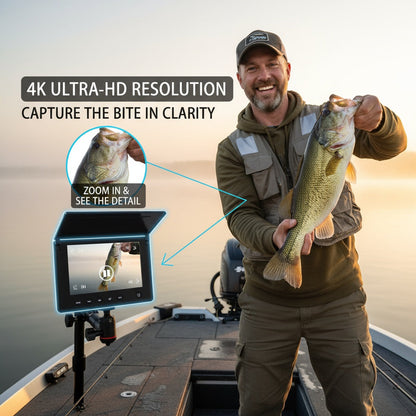 Underwater Fishing Camera with 4.3" HD Screen - Fish Finder with 140° Wide Angle Lens, Fish-Attracting Light, Shielded Cable for Ice Fishing, Lake & River, Gift for Fishing Enthusiasts