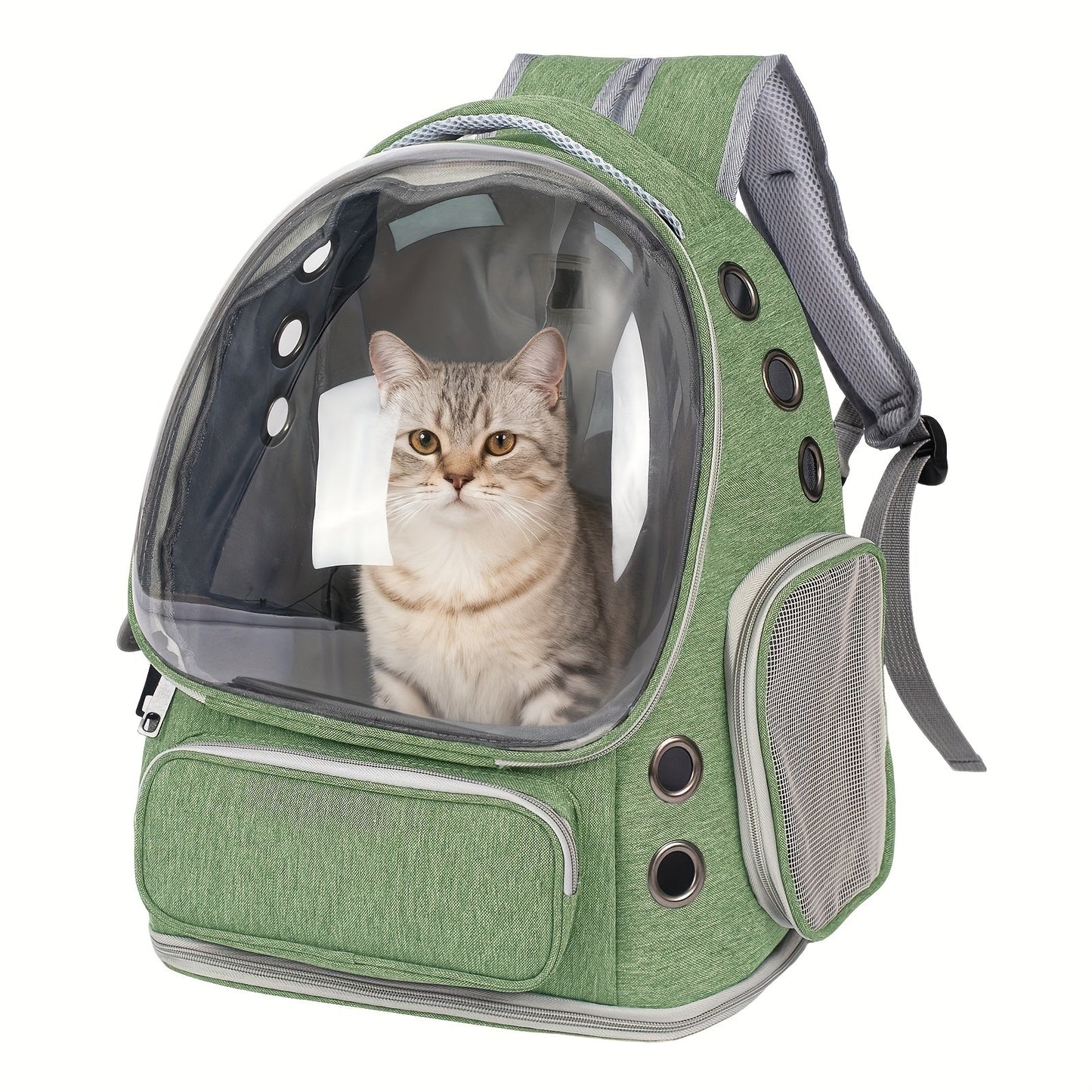 Cat Carrier Backpack Bubble Window Space Capsule Transparent Breathable Travel Bag for Cats & Kittens, Airline Approved Zipper & Pet Door Entry All-Season Cat Backpack, Black Blue Brown Green Gray Pink