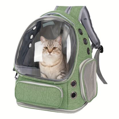 Cat Carrier Backpack Bubble Window Space Capsule Transparent Breathable Travel Bag for Cats & Kittens, Airline Approved Zipper & Pet Door Entry All-Season Cat Backpack, Black Blue Brown Green Gray Pink