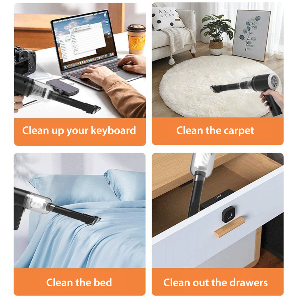 Multifunctional Wireless Charging Mini Vacuum Cleaner, Large Suction Power, Wireless Power Supply, Suitable for Computer Cleaning, Household Cleaning, Car Cleaning, Valentine's Day And New Year's Gift