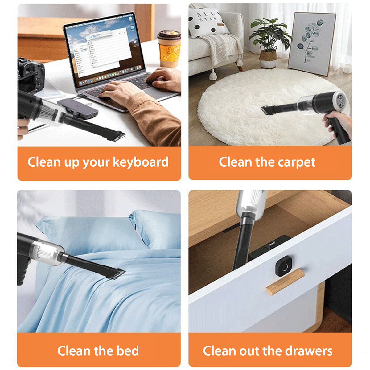 Multifunctional Wireless Charging Mini Vacuum Cleaner, Large Suction Power, Wireless Power Supply, Suitable for Computer Cleaning, Household Cleaning, Car Cleaning, Valentine's Day And New Year's Gift