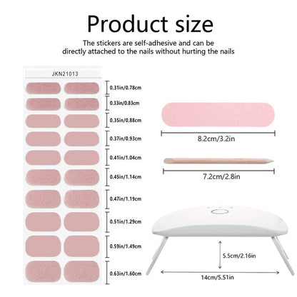 Gel Nail Art Kit Semi-Cured Nail Stickers 20 Designs with Portable UV Lamp Full Coverage Soft Gel Nail Patches Nude Nail Wraps for Women Party Birthday Gift Home Manicure